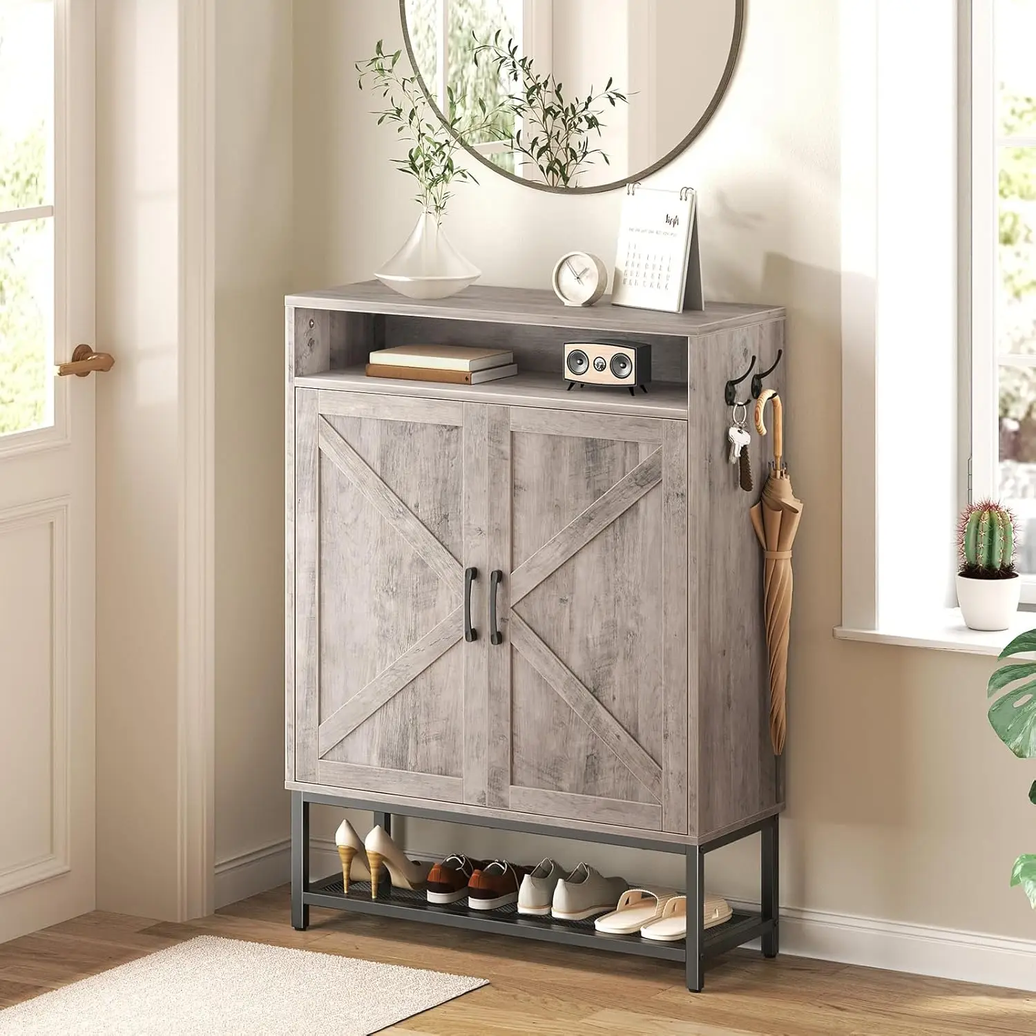 6-Tier Entryway Shoe Cabinet with Doors Shelves Narrow Freestanding Hidden Storage, Greige, Customized
6-Tier Entryway Shoe Cabinet with Doors Shelves Narrow Freestanding Hidden Storage, Greige, Customized