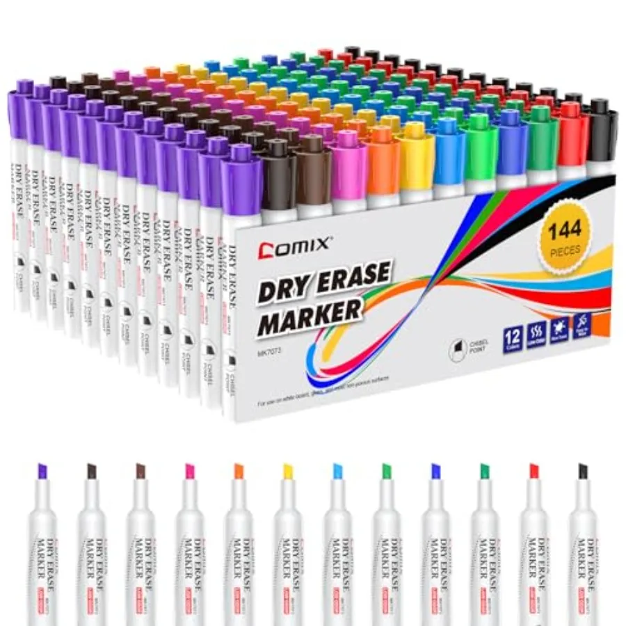 Dry Erase Markers, Assorted, 4 Sets of 36 Markers, 144 Markers Total, Chisel Tip Whiteboard Makrers for Classroom, Teachers, Of
Dry Erase Markers, Assorted, 4 Sets of 36 Markers, 144 Markers Total, Chisel Tip Whiteboard Makrers for Classroom, Teachers, Of