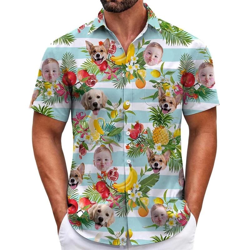 Flowers And Fruits Print Casual Hawaii Shirt Men's Clothing Custom Face Photo Personality Shirts Custom Pet Dog Child Photo Top
Flowers And Fruits Print Casual Hawaii Shirt Men's Clothing Custom Face Photo Personality Shirts Custom Pet Dog Child Photo Top