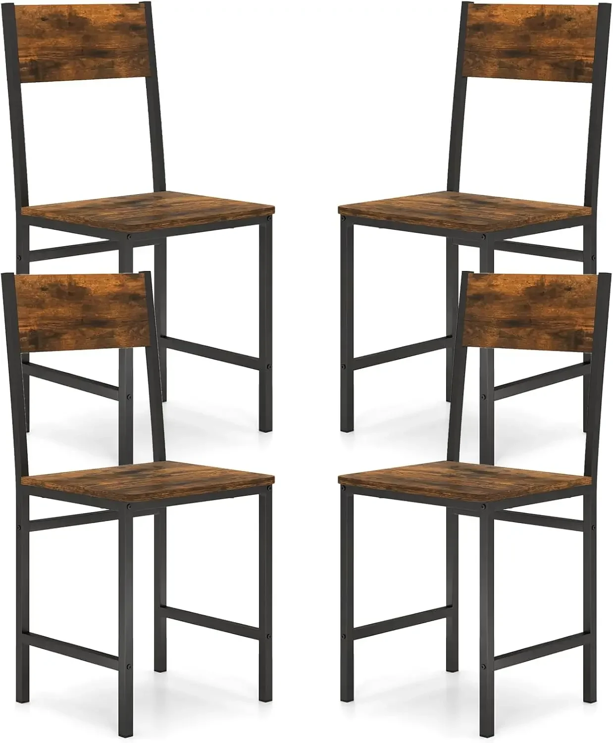 Dining Chairs Set of 4, Industrial Kitchen Chairs with Metal Legs, Slanted Back, Rustic Wood Grain, Armless Side Chairs for Dini
Dining Chairs Set of 4, Industrial Kitchen Chairs with Metal Legs, Slanted Back, Rustic Wood Grain, Armless Side Chairs for Dini