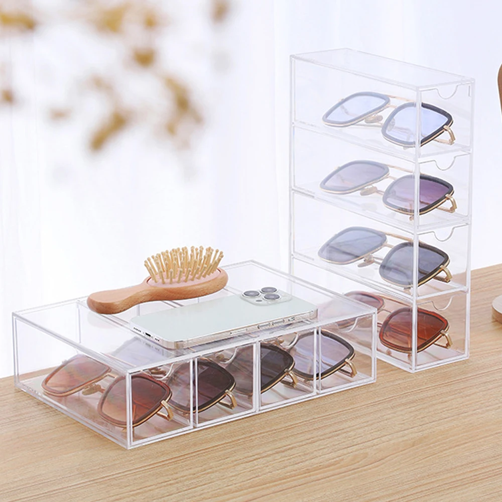 4 Layers Acrylic Transparent Glasses Organizer Box Stackable Display Holder Makeup Organizers Sunglasses Storage Box For Jewelry
4 Layers Acrylic Transparent Glasses Organizer Box Stackable Display Holder Makeup Organizers Sunglasses Storage Box For Jewelry