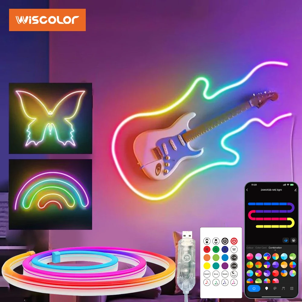 Wiscolor Светодиодная лента RGBIC Neon Strip Light, 5V USB, 1/2/3/5m, IP67 Waterproof, силиконовая лента, музыкальная синхронизация, цвет мечты феи, с APP и пультом ДУ, для дома/комнаты DIY Decor Lighting
Wiscolor Светодиодная лента RGBIC Neon Strip Light, 5V USB, 1/2/3/5m, IP67 Waterproof, силиконовая лента, музыкальная синхронизация, цвет мечты феи, с APP и пультом ДУ, для дома/комнаты DIY Decor Lighting