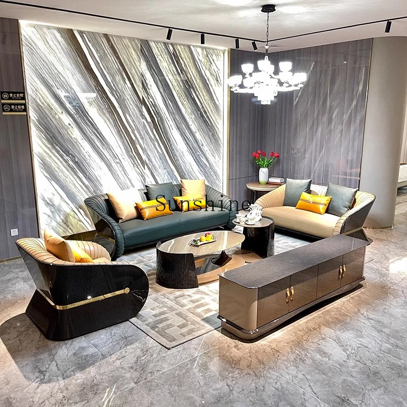 Postmodern light luxury Italian simple first-layer leather large apartment high-end luxury living room solid wood sofa
Postmodern light luxury Italian simple first-layer leather large apartment high-end luxury living room solid wood sofa