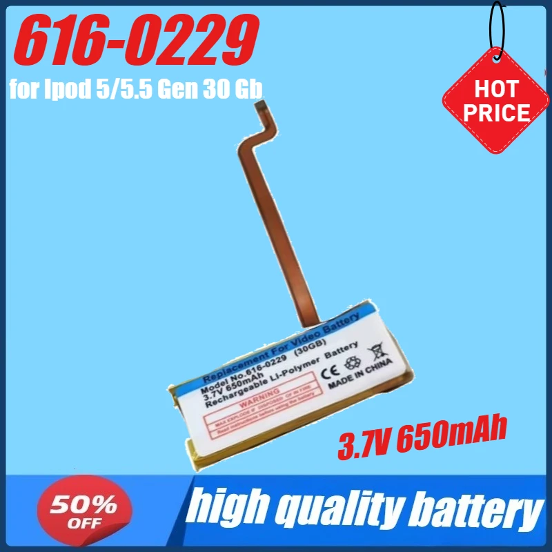 3.7V 650mAh Replacement Battery for Ipod Classic Gen 6th 7th 80GB 120GB Thin 160GB for Ipod 5/5.5 Gen 30 Gb 616-0229 Battery
3.7V 650mAh Replacement Battery for Ipod Classic Gen 6th 7th 80GB 120GB Thin 160GB for Ipod 5/5.5 Gen 30 Gb 616-0229 Battery