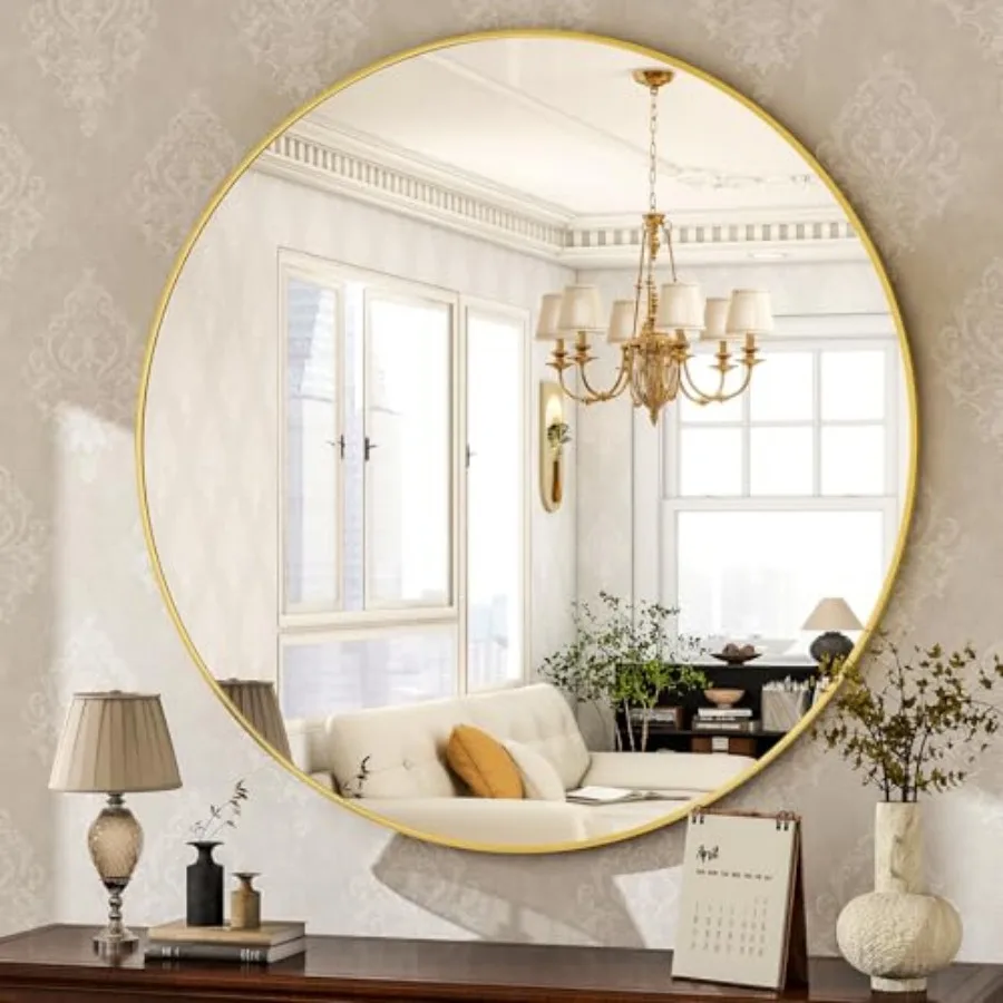 Round Mirror 30 Wall Mounted Circle Mirrors Vanity Mirror with Brushed Aluminum Alloy Frame Modern Decoration for Bathroom, Liv
Round Mirror 30 Wall Mounted Circle Mirrors Vanity Mirror with Brushed Aluminum Alloy Frame Modern Decoration for Bathroom, Liv