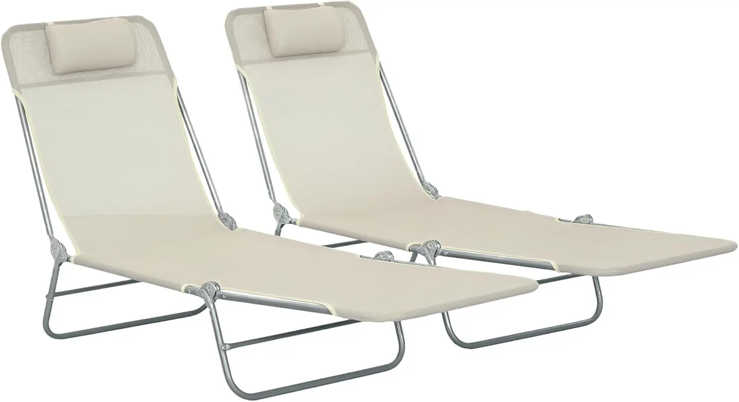 Складные шезлонги из 2 частей со спинкой с откидной спинкой, дышащее сетчатое сиденье для бассейна, пляжа, двора - кремово-белый
Складные шезлонги из 2 частей со спинкой с откидной спинкой, дышащее сетчатое сиденье для бассейна, пляжа, двора - кремово-белый