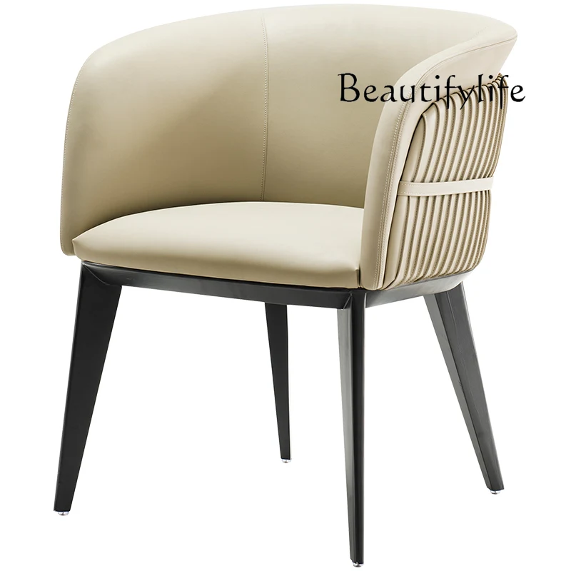 Italian light luxury leather art dining chair household simple designer solid wood back leisure chair
Italian light luxury leather art dining chair household simple designer solid wood back leisure chair