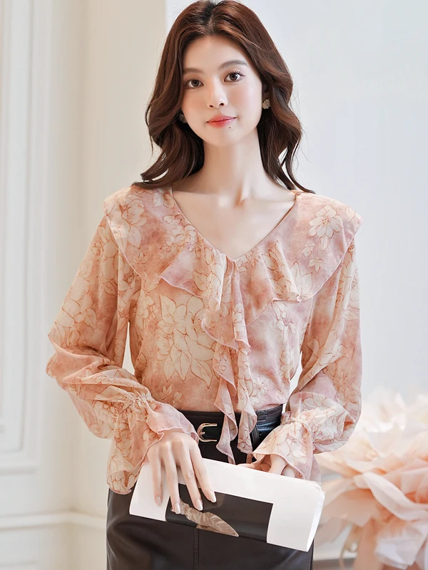 Элегантная женская блузка из шифона с длинным рукавом, весенняя мода 2026, с цветочным узором, прямого кроя, из полиэфирного волокна
Элегантная женская блузка из шифона с длинным рукавом, весенняя мода 2026, с цветочным узором, прямого кроя, из полиэфирного волокна