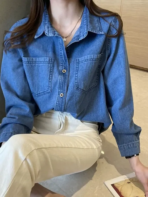 Женские джинсовые джинсовые джинсы с воротником-стойкой Street Sle Slim Fit Casual Faion Blue Denim irt для женщин
Женские джинсовые джинсовые джинсы с воротником-стойкой Street Sle Slim Fit Casual Faion Blue Denim irt для женщин