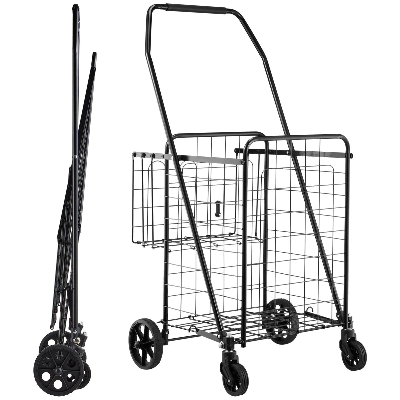 Shopping Cart Folding Grocery Utility Cart Dual Baskets Liner 100 LBS
Shopping Cart Folding Grocery Utility Cart Dual Baskets Liner 100 LBS