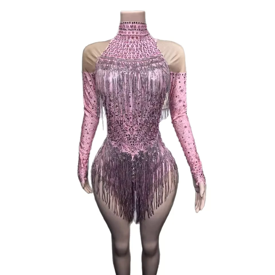 Fashion Shiny Silver Tassel Long Sleeve High Waist Jumpsuit Elegant Latin Dance Outfit For Women Talent Stage Show Wear
Fashion Shiny Silver Tassel Long Sleeve High Waist Jumpsuit Elegant Latin Dance Outfit For Women Talent Stage Show Wear