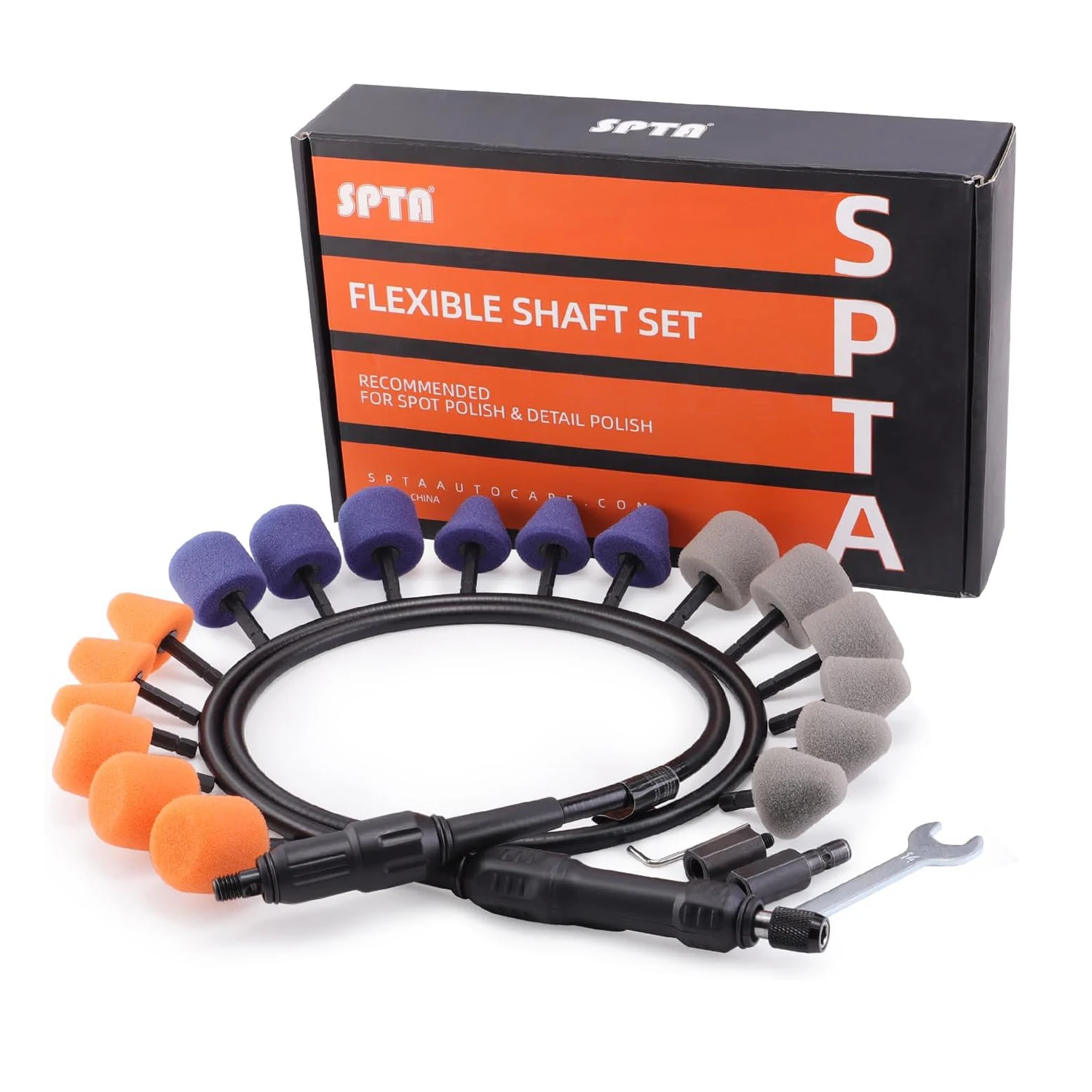 SPTA Mini Polishing Ball Flexible Shaft Set Conical Cylindrical Drums for Car Wheel Detailing Small Spaces Buffing
SPTA Mini Polishing Ball Flexible Shaft Set Conical Cylindrical Drums for Car Wheel Detailing Small Spaces Buffing