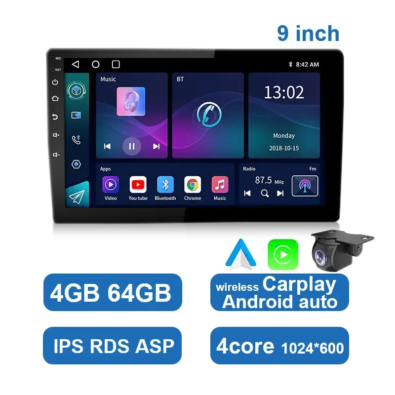 Wireless Carplay Android Auto Car Radio 7 9 10" 2 Din Universal Multimedia Player Autoradio Stereo With 720P AHD Camera
Wireless Carplay Android Auto Car Radio 7 9 10" 2 Din Universal Multimedia Player Autoradio Stereo With 720P AHD Camera