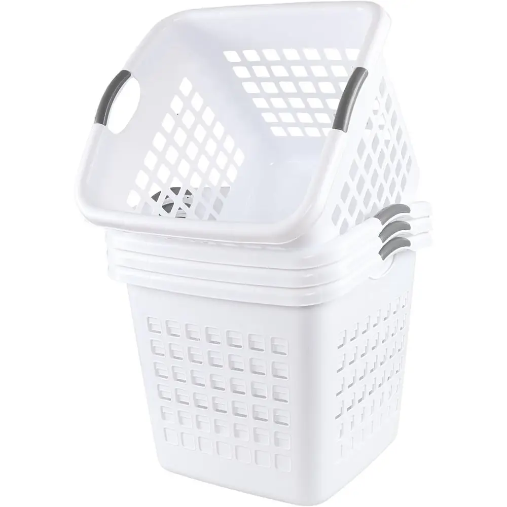4 Pack 72-Liter Square Large Plastic Laundry Baskets with Handles, White | 2 Bushel Ventilated Clothes Organizers for Bedroom, B
4 Pack 72-Liter Square Large Plastic Laundry Baskets with Handles, White | 2 Bushel Ventilated Clothes Organizers for Bedroom, B