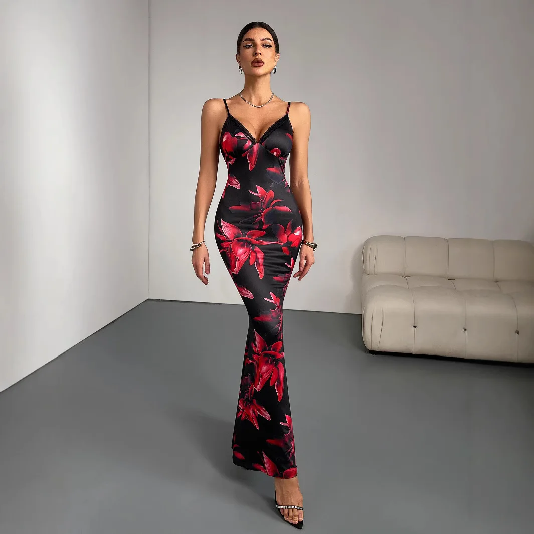 2025 Summer New Personalized and Elegant Design with Printed V-neck, Exposed Chest, Suspender, Hip Hugging Long Skirt Dress
2025 Summer New Personalized and Elegant Design with Printed V-neck, Exposed Chest, Suspender, Hip Hugging Long Skirt Dress
