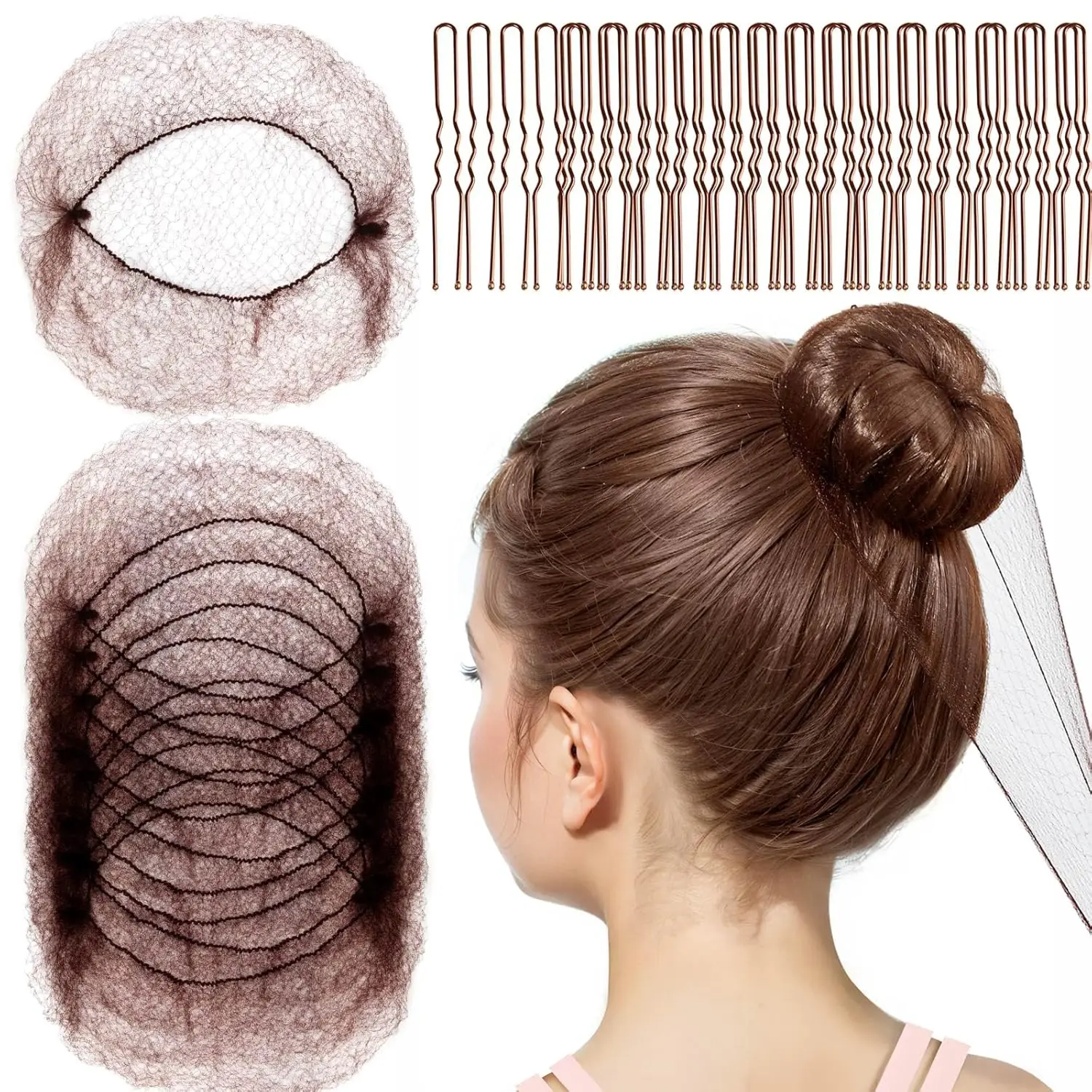 Invisible Hair Nets 20PCS with 40 U Shaped Pins for Kids Ballet Bun
Invisible Hair Nets 20PCS with 40 U Shaped Pins for Kids Ballet Bun