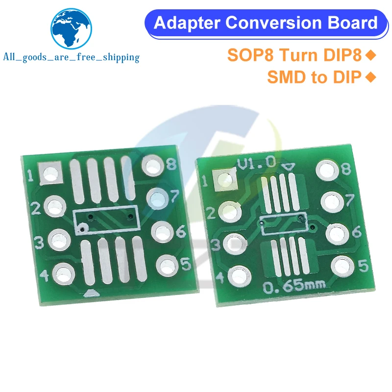 TZT 10/30PCS SOP8 Turn DIP8 SMD to DIP adapter Socket SOP8/TSSOP8/SOIC8/SSOP8 Board TO DIP Adapter Converter Plate 0.65mm 1.27mm
TZT 10/30PCS SOP8 Turn DIP8 SMD to DIP adapter Socket SOP8/TSSOP8/SOIC8/SSOP8 Board TO DIP Adapter Converter Plate 0.65mm 1.27mm