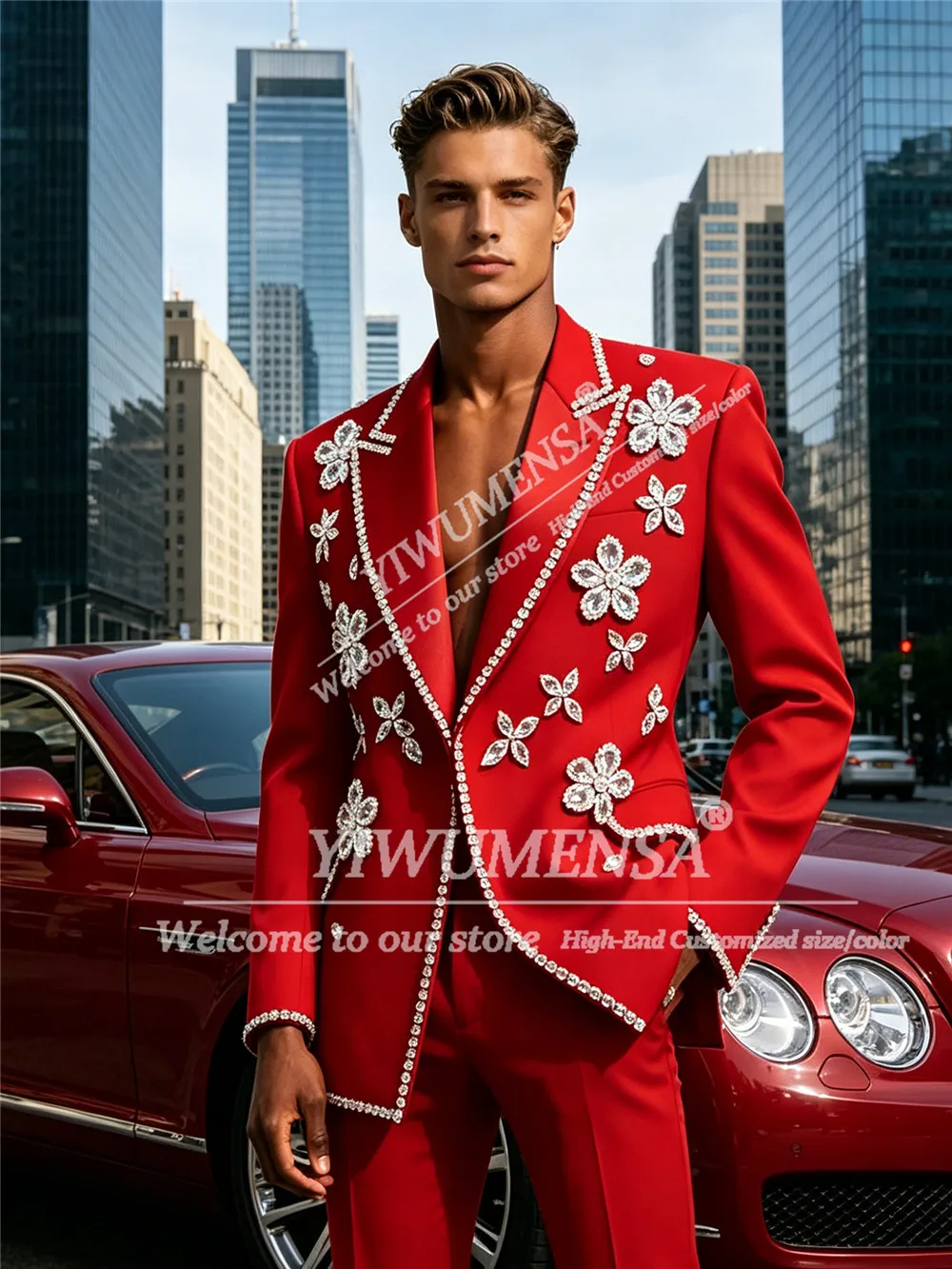 Latest Design Wedding Suits For Men 2 Pieces Rhinestone Beaded Groom Blazers Customized Man Party Tuxedos Trajes Para Hombre
Latest Design Wedding Suits For Men 2 Pieces Rhinestone Beaded Groom Blazers Customized Man Party Tuxedos Trajes Para Hombre