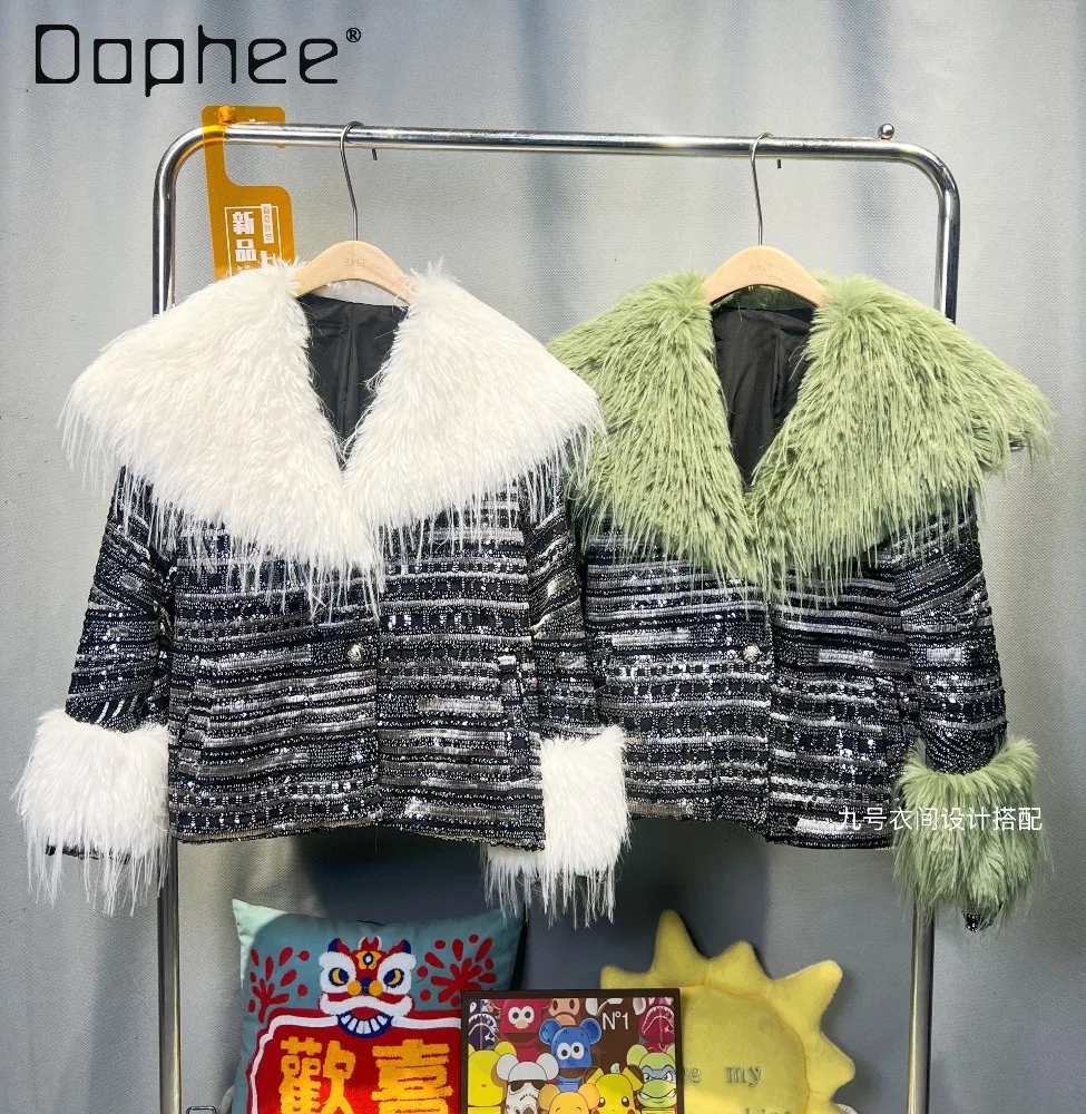 2025 Winter New European Style Faux Fur Coat Lady Fashionable Korean Version Heavy Sequin Loose Short Coat for Women
2025 Winter New European Style Faux Fur Coat Lady Fashionable Korean Version Heavy Sequin Loose Short Coat for Women