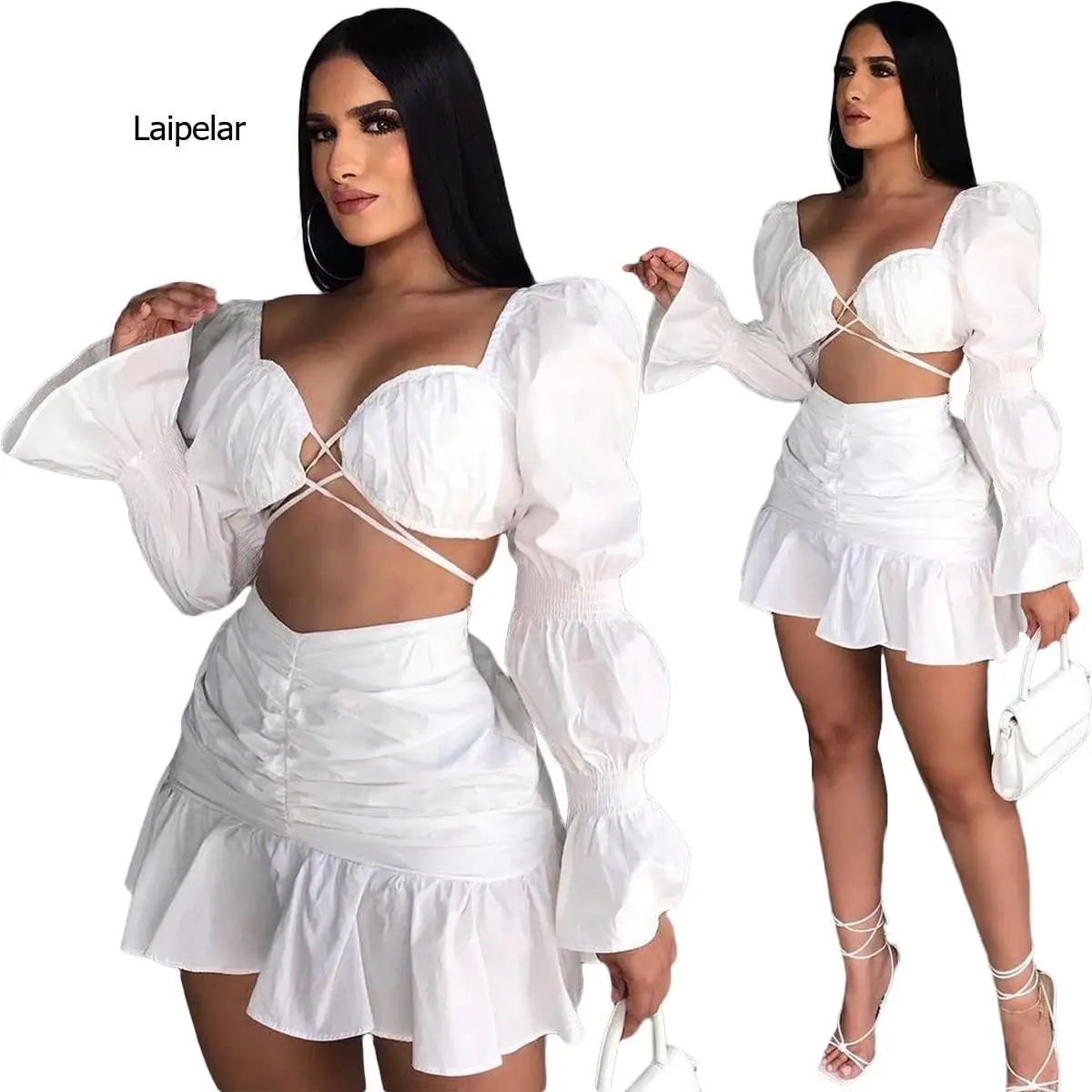 Sexy Solid Tops Suits Women Fashion Tie Belt Long Sleeve Hollow Out Suit Women Elegant Mini Skirts Suits Female Summer Outfit
Sexy Solid Tops Suits Women Fashion Tie Belt Long Sleeve Hollow Out Suit Women Elegant Mini Skirts Suits Female Summer Outfit