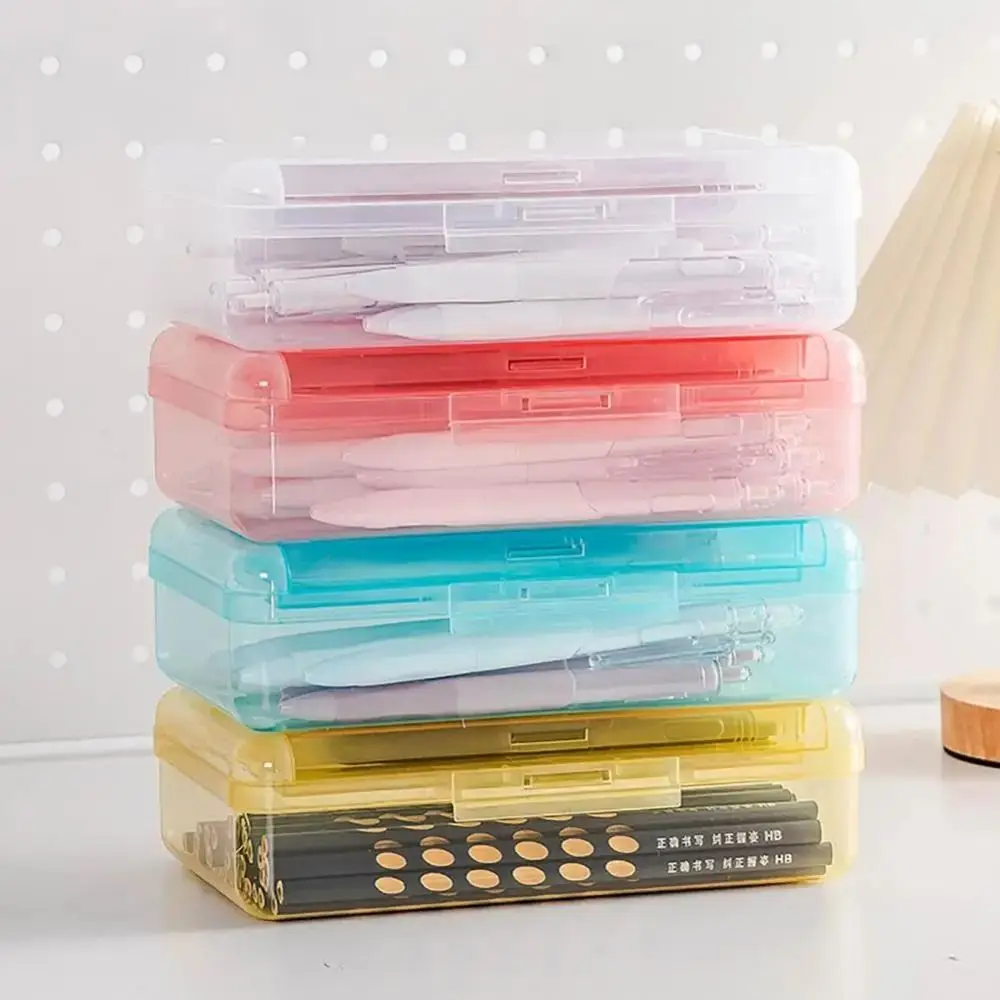 Waterproof Double Layer Pencil Box With Buckled Plastic Transparent Stationery Case Pink Blue Desktop Storage Box Sundries
Waterproof Double Layer Pencil Box With Buckled Plastic Transparent Stationery Case Pink Blue Desktop Storage Box Sundries