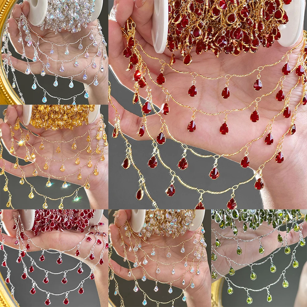 0.5/1/2M Waterdrop-shaped Zircon Handmade Chain For DIY Bracelets Necklaces Clothing Accessories And Hair Crown Chains Materials
0.5/1/2M Waterdrop-shaped Zircon Handmade Chain For DIY Bracelets Necklaces Clothing Accessories And Hair Crown Chains Materials