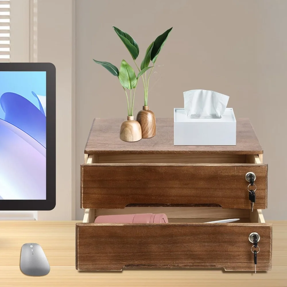 Wooden Desk Organizer with Drawers Desktop Storage Cabinet Lockable Office Supplies File Tabletop Organizer (2 Drawer Walnut)
Wooden Desk Organizer with Drawers Desktop Storage Cabinet Lockable Office Supplies File Tabletop Organizer (2 Drawer Walnut)