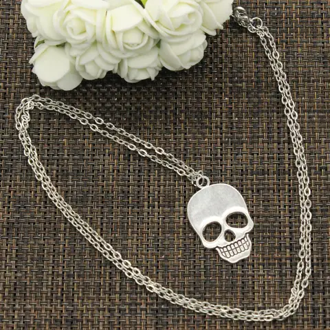 New Fashion Necklace Skull 35x22mm Silver Color Pendants Short Long Women Men Colar Gift Jewelry Choker