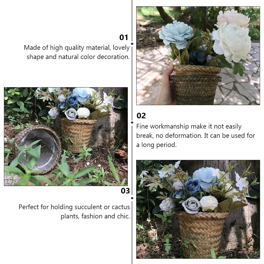 2pcs Natural Color Small Flower Pot with Waterproof Plastic Film Rattan Basket for Succulents Cactus Plants Desk Bookshelf
2pcs Natural Color Small Flower Pot with Waterproof Plastic Film Rattan Basket for Succulents Cactus Plants Desk Bookshelf