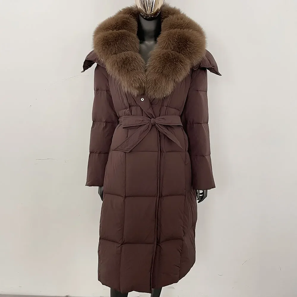 Hooded 2024 Winter Puffer Jacket Women Belt Single-breasted Real Fox Fur Collar Jacket Thickened Warm Loose White Duck Down Coat
Hooded 2024 Winter Puffer Jacket Women Belt Single-breasted Real Fox Fur Collar Jacket Thickened Warm Loose White Duck Down Coat