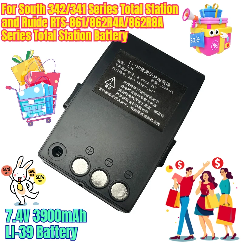 7.4V 3900mAh LI-39 Battery for South 342/341 Series Total Station and Ruide RTS-861/862R4A/862R8A Series Total Station Battery
7.4V 3900mAh LI-39 Battery for South 342/341 Series Total Station and Ruide RTS-861/862R4A/862R8A Series Total Station Battery