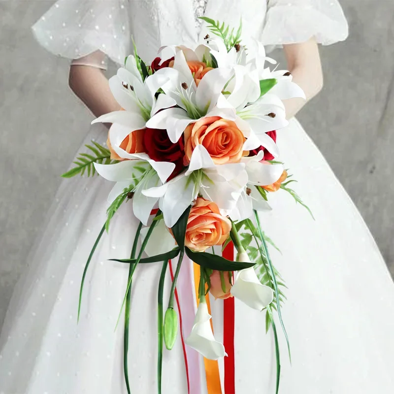 Vintage Champagne Bouquet Waterfall Wedding Bridal Bridesmaid Hand Tied Artificial Flower Festive Party Home Christmas Decor
Vintage Champagne Bouquet Waterfall Wedding Bridal Bridesmaid Hand Tied Artificial Flower Festive Party Home Christmas Decor