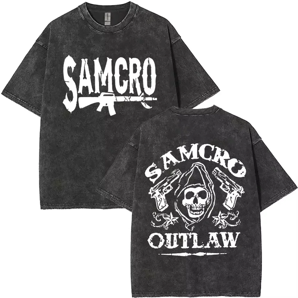 Limited anarchy son Samcro vintage wash T-shirt men's women skeleton hip hop rock casual short sleeve top Trendy Nostalgic Retro
Limited anarchy son Samcro vintage wash T-shirt men's women skeleton hip hop rock casual short sleeve top Trendy Nostalgic Retro