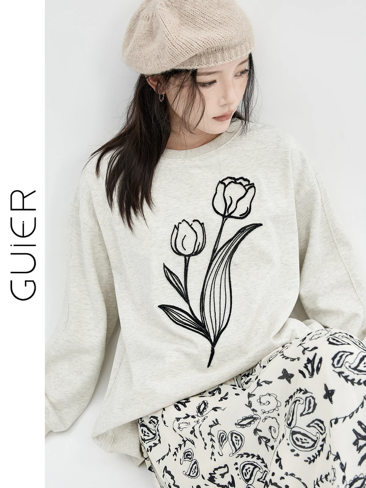 Guier Embroidered Loose Fit round Ne Sweatirt Women's Casual Versatile Autumn New Sle Long Sve Comfortable Cotton Blend
Guier Embroidered Loose Fit round Ne Sweatirt Women's Casual Versatile Autumn New Sle Long Sve Comfortable Cotton Blend