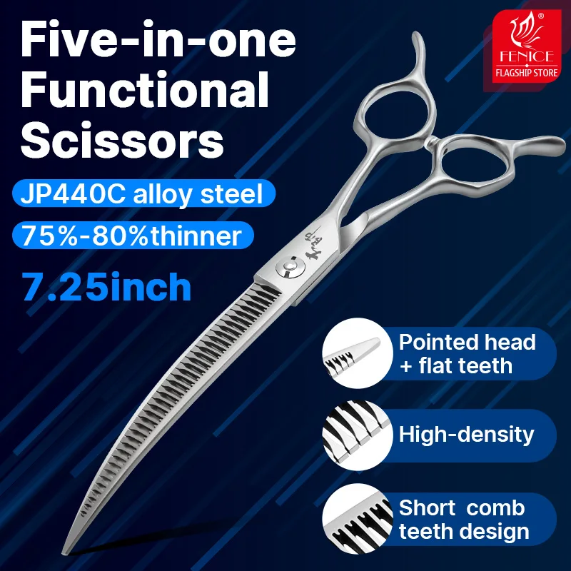Функциональные ножницы серии Fenice Master 7,25 дюйма JP440C, изогнутые ножницы для цыплят 75–80%, инструменты для стрижки истонченных собак
Функциональные ножницы серии Fenice Master 7,25 дюйма JP440C, изогнутые ножницы для цыплят 75–80%, инструменты для стрижки истонченных собак