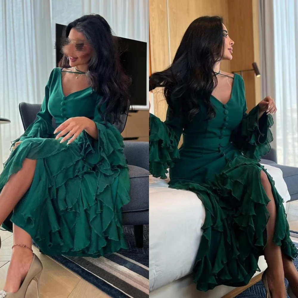 Evening Saudi Arabia Jersey Pleat Tiered Engagement Mermaid V-neck Bespoke Occasion Gown Midi Dresses
Evening Saudi Arabia Jersey Pleat Tiered Engagement Mermaid V-neck Bespoke Occasion Gown Midi Dresses