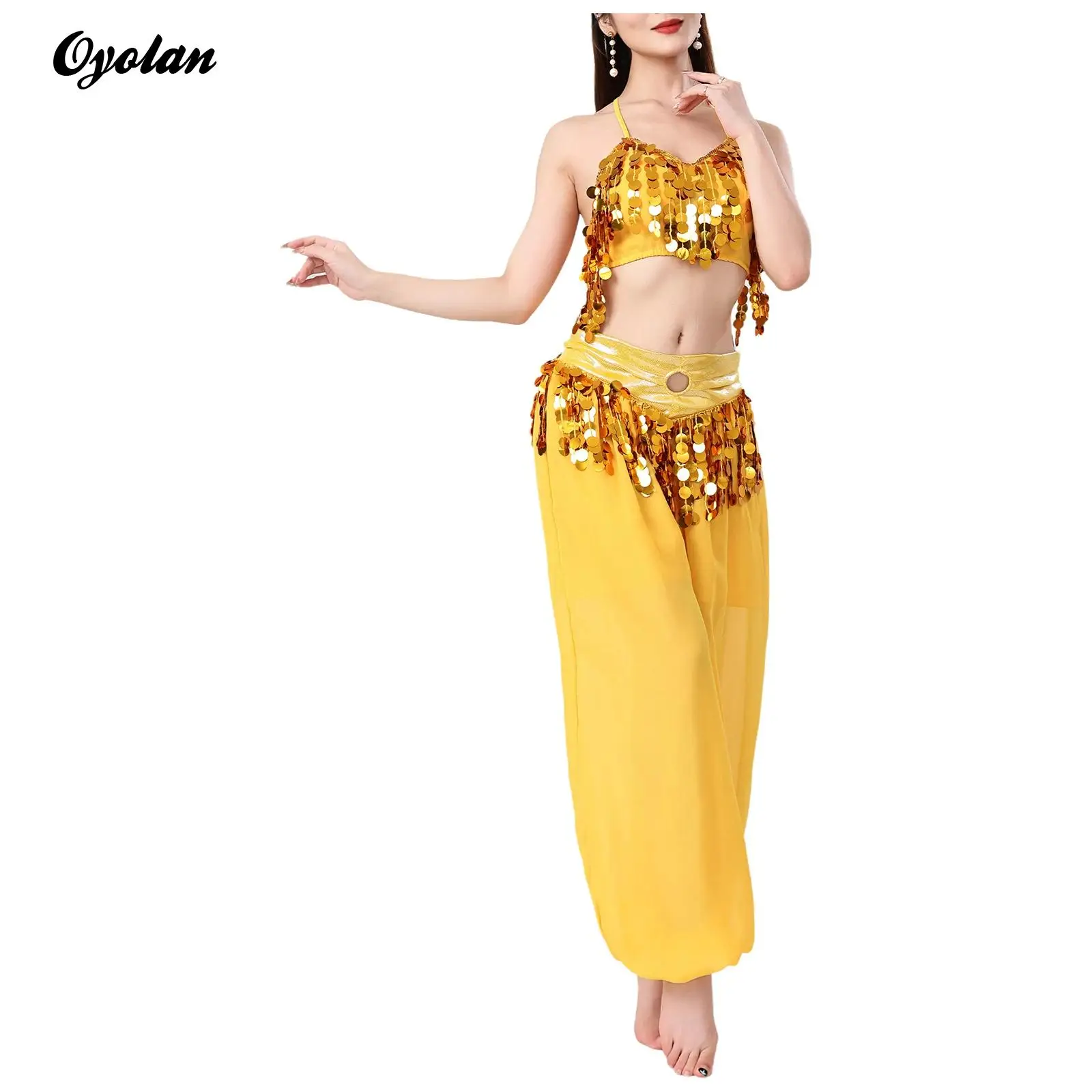 Womens Belly Dance Performance Costume Sequin Tassel Belly Dance Outfits Lace-up Crop Top And High Waist Lantern Long Pants
Womens Belly Dance Performance Costume Sequin Tassel Belly Dance Outfits Lace-up Crop Top And High Waist Lantern Long Pants