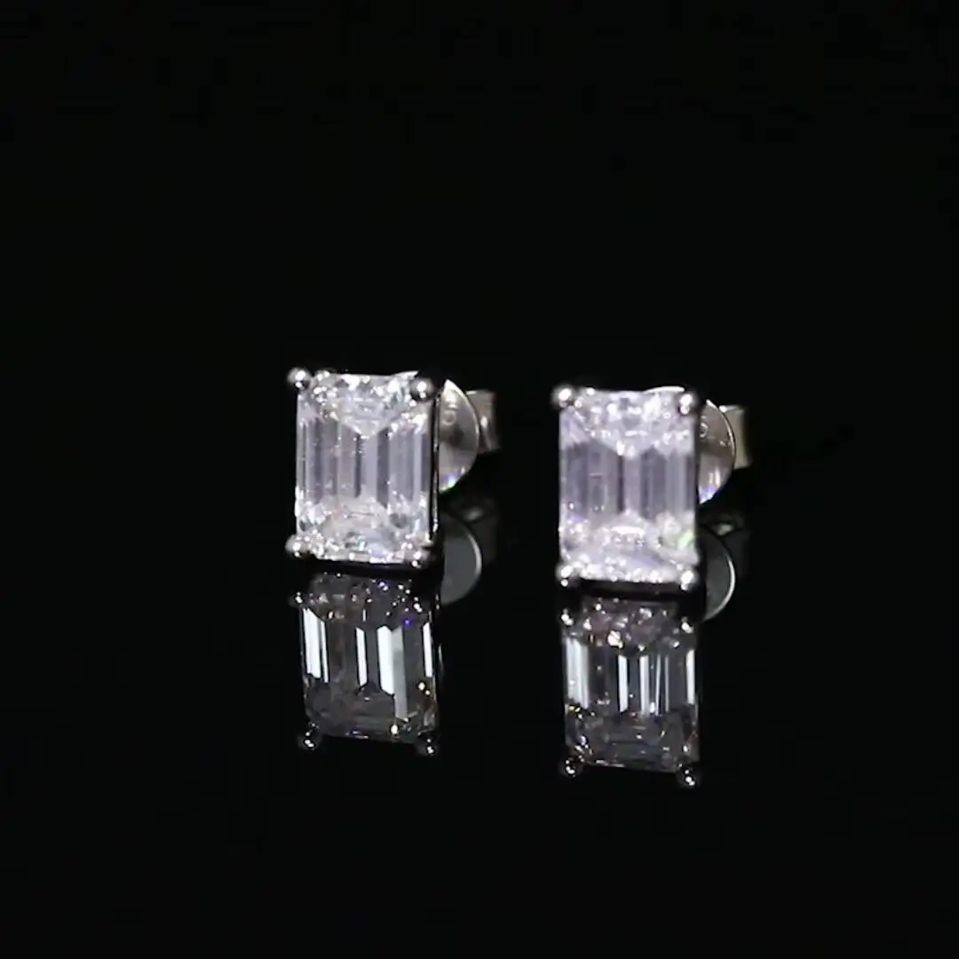 Dropshipping Luxury 925 Sterling Silver Emerald Cut Lab Grown Diamond Moissanite Rectangular Earring for Wedding
Dropshipping Luxury 925 Sterling Silver Emerald Cut Lab Grown Diamond Moissanite Rectangular Earring for Wedding