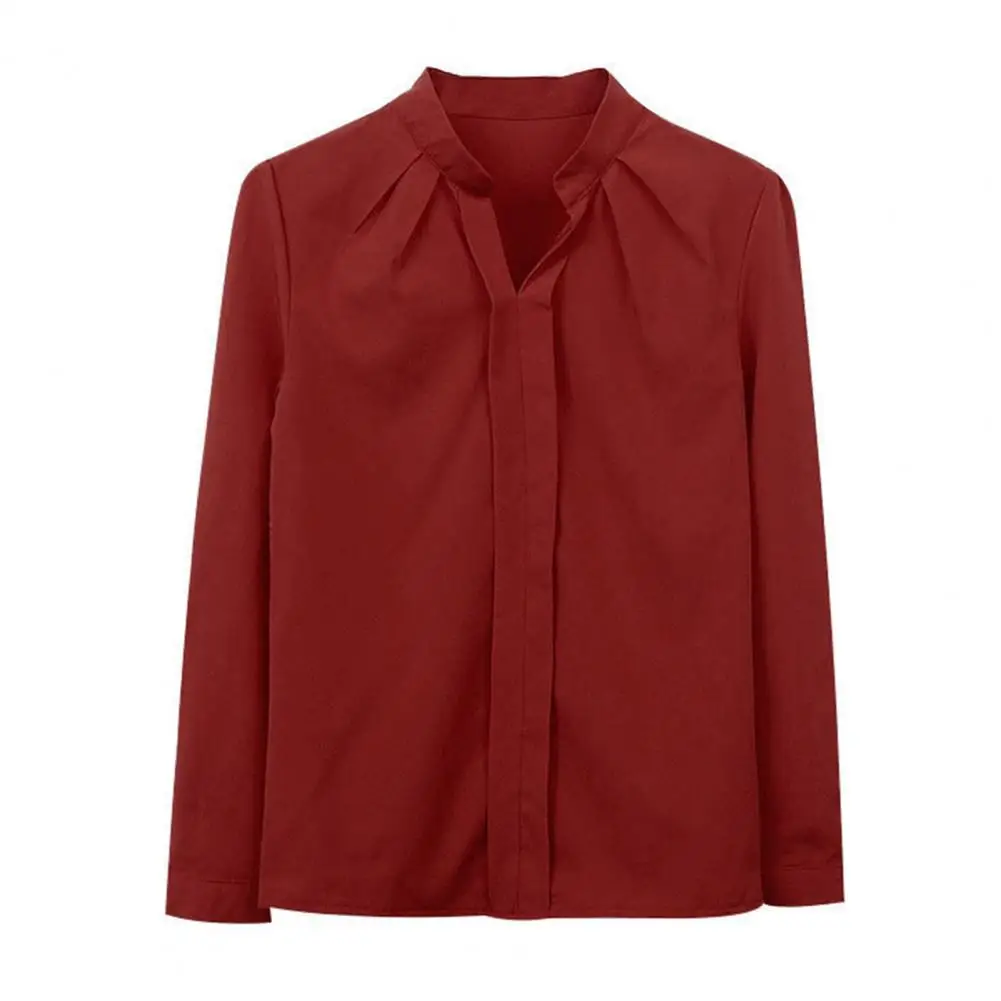 Women Blouse Women Shirt Tops Slim Fit V-neck Women's Shirt Stylish Stand Collar Long Sleeve Solid Color for Workwear Commuting
Women Blouse Women Shirt Tops Slim Fit V-neck Women's Shirt Stylish Stand Collar Long Sleeve Solid Color for Workwear Commuting