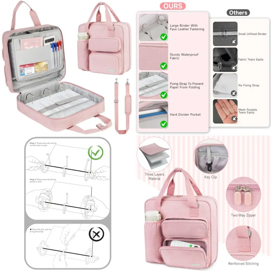 Zipper Binder 3 Ring, 700 Sheets Capacity, Binder 3 Inch with Shoulder Strap Fits 13 Inch Laptop for School and Office
Zipper Binder 3 Ring, 700 Sheets Capacity, Binder 3 Inch with Shoulder Strap Fits 13 Inch Laptop for School and Office