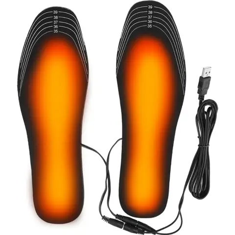 USB Rechargeable Heated Insoles, Adjustable Temperature 3 Levels Electric Foot Warmer for Winter Outdoor Skiing Hiking Camping