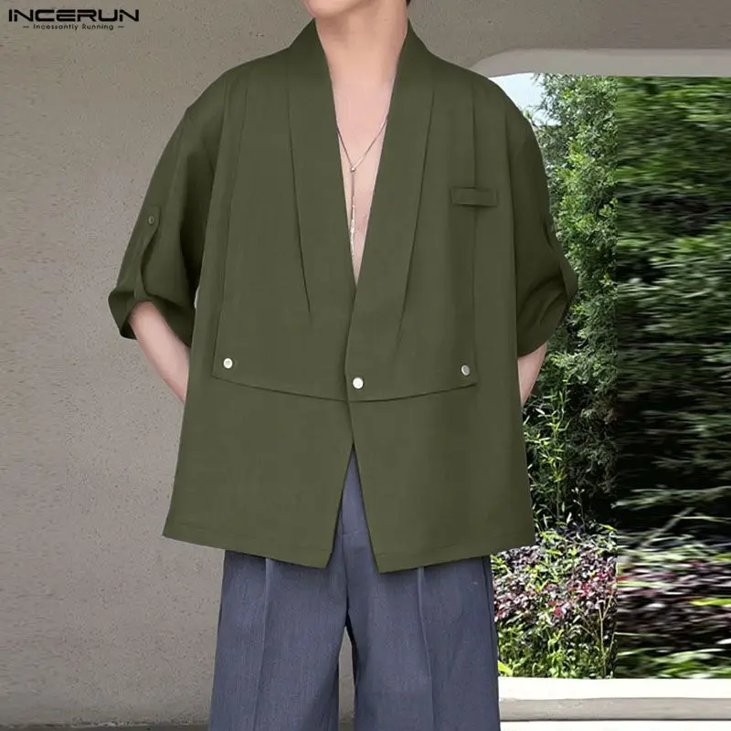 INCERUN Men's Shirt Solid Color V Neck Half Sleeve Men Clothes Streetwear Loose 2026 Vintage Casual Tops Oversize Shirts For Man
INCERUN Men's Shirt Solid Color V Neck Half Sleeve Men Clothes Streetwear Loose 2026 Vintage Casual Tops Oversize Shirts For Man