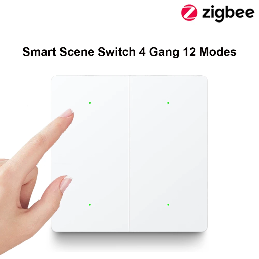 Умный переключатель Zigbee, беспроводная сцена, 4-панельный кнопочный переключатель, 12 режимов, пульт дистанционного управления, сценарии автоматизации умного дома
Умный переключатель Zigbee, беспроводная сцена, 4-панельный кнопочный переключатель, 12 режимов, пульт дистанционного управления, сценарии автоматизации умного дома