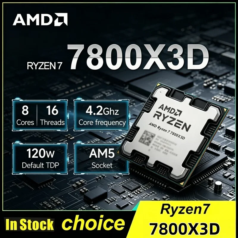 Socket AM5 Tray Processor AMD Ryzen 7 7800X3D 5.0GHz 8-Core 16-Thread 5NM 96M 100-100000910 AMD CPU Sold Without Cooler