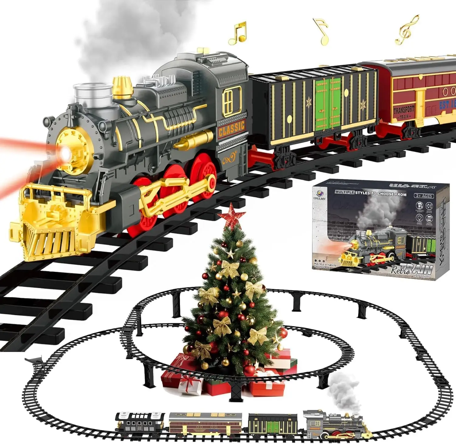 Electric Train Sets for Kids Christmas Train Toys Steam Locomotive Passenger Carriages Deluxe 2-Layer Track with Lights & Sounds
Electric Train Sets for Kids Christmas Train Toys Steam Locomotive Passenger Carriages Deluxe 2-Layer Track with Lights & Sounds