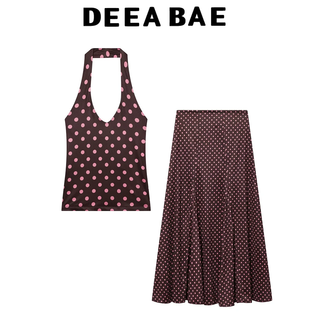 DEEABAE Summer New Women's Clothing European and American Storm Point Hanging Neck Top Midi Skirt Set
DEEABAE Summer New Women's Clothing European and American Storm Point Hanging Neck Top Midi Skirt Set