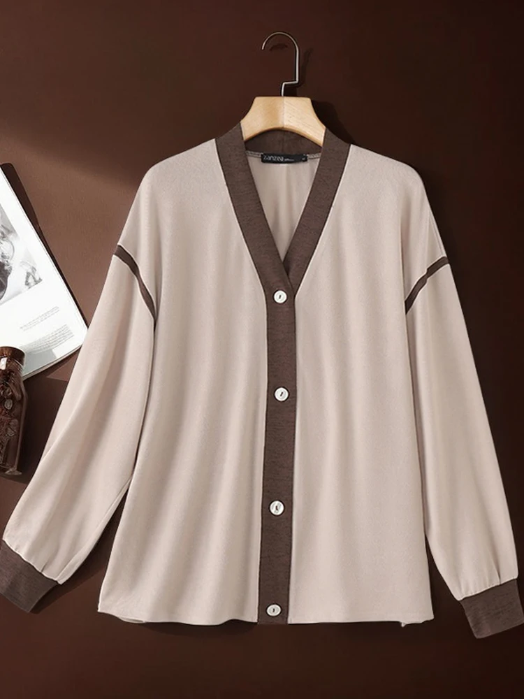 2025 Vintage Outwears Korean Colorblock Shirt ZANZEA Women V-neck Buttons Cardigans Casual Loose Long Sleeve Commuting Tops
2025 Vintage Outwears Korean Colorblock Shirt ZANZEA Women V-neck Buttons Cardigans Casual Loose Long Sleeve Commuting Tops