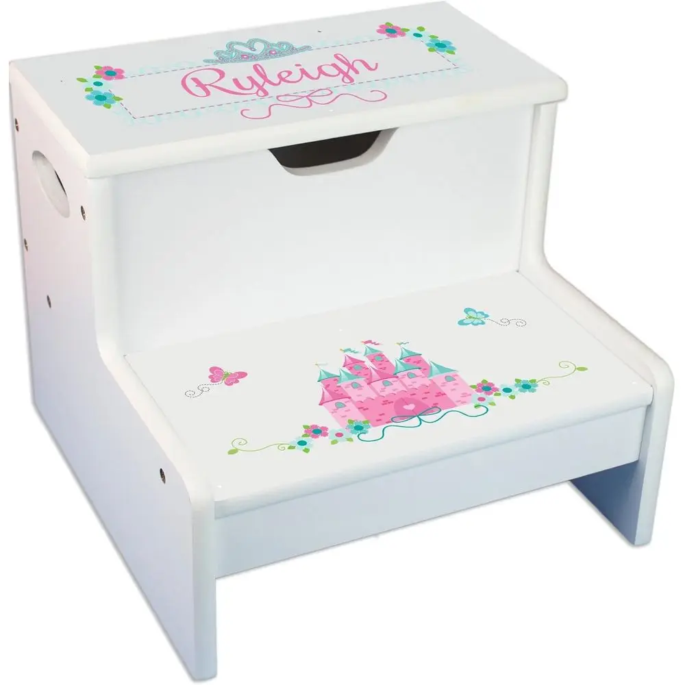 Children's Step Stool with Storage - Pink and Teal Princess Castle Design, Personalized for Toddlers
Children's Step Stool with Storage - Pink and Teal Princess Castle Design, Personalized for Toddlers