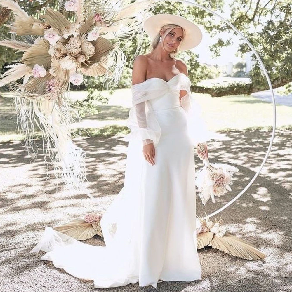 Off The Shoulder Mermaid Wedding Dress For Women Backless Lone Sleeves Wedding Gonw For Women Customize To Measures Robe De Mar
Off The Shoulder Mermaid Wedding Dress For Women Backless Lone Sleeves Wedding Gonw For Women Customize To Measures Robe De Mar