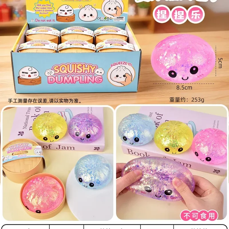 Hot Glitter Dumpling Squishy With Box Dumplings Sensory Squeeze Blind Box Toy For Stress Sparkling Maltose Stress Relief Toy
Hot Glitter Dumpling Squishy With Box Dumplings Sensory Squeeze Blind Box Toy For Stress Sparkling Maltose Stress Relief Toy
